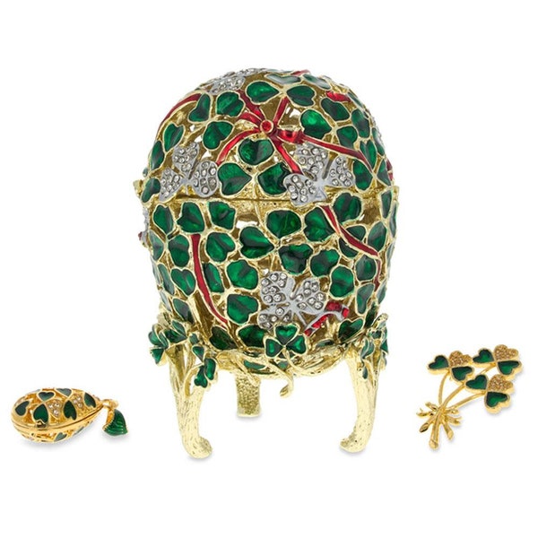 1902 Clover Leaf Royal Easter Egg With Brooch And Pendant