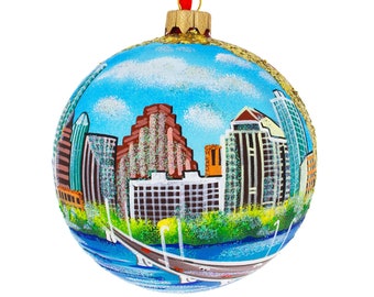 Austin, Texas Glass Ball Christmas Ornament 4 Inches