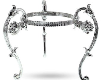 Antik Stil SilberFarben Metall Straußen Eierständer Halter 10 cm