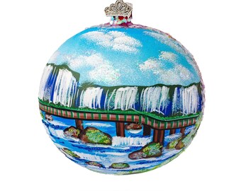 Iguazu Falls, Brazil and Argentina Glass Ball Christmas Ornament 4 Inches