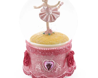 Elegant Pink Ballerina Whirl: Musical Water Snow Globe with Spinning Motion