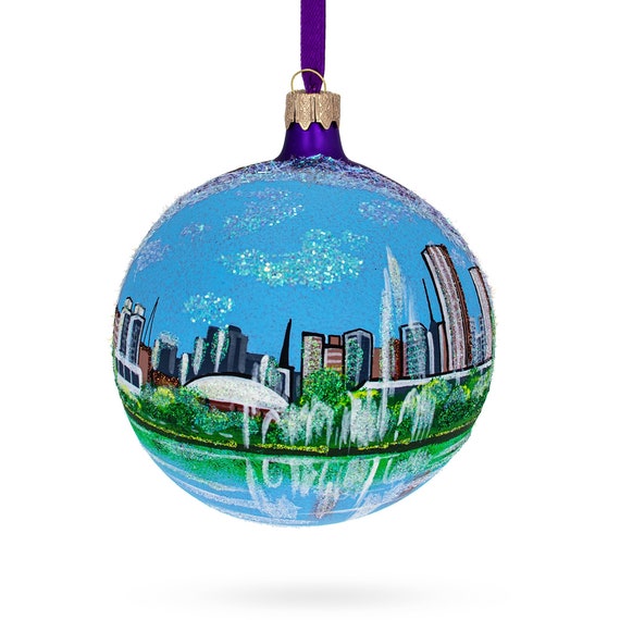 Chic Peacock - Blown Glass Christmas Ornament