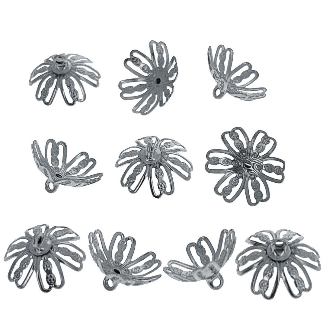 10 Large Silver Tone Metal Ornament Caps Egg Top Findings, End Caps Etsy