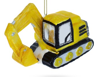 Mighty Excavator - Blown Glass Christmas Ornament