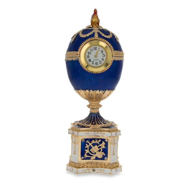 1904 Kelch Chanticleer Blue Enamel Royal Imperial Easter Egg with Clock