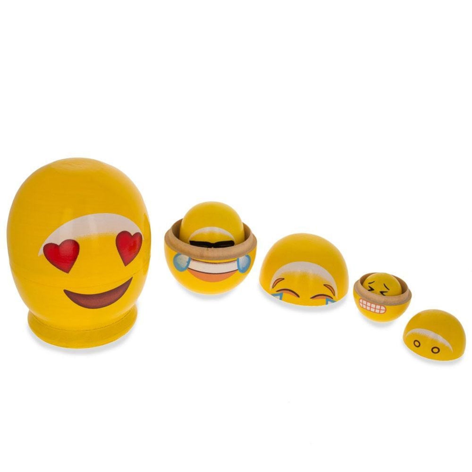 Bestpysanky Emoji Wooden Nesting Dolls in Love Laughing Etsy