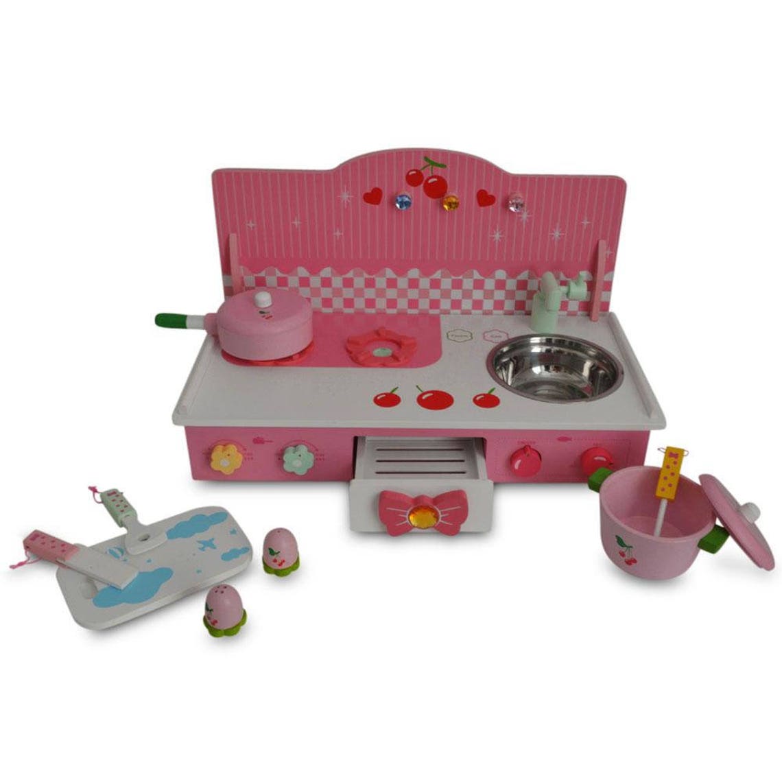 Bestpysanky Wooden Pink Toy Kitchen Play Set 22 Inches Etsy