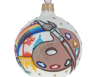 Creative Palette: Art Tools for Artist Blown Glass Ball Christmas Ornament 3.25 Inches