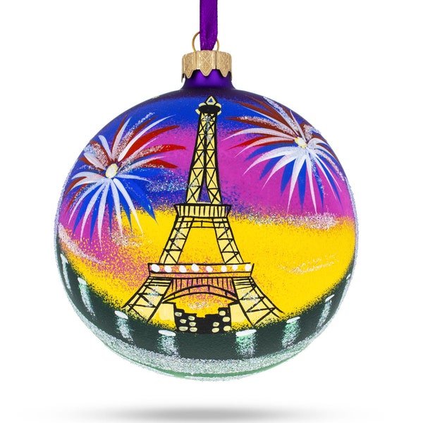 Eiffel Tower, Paris, France Glass Ball Christmas Ornament 4 Inches