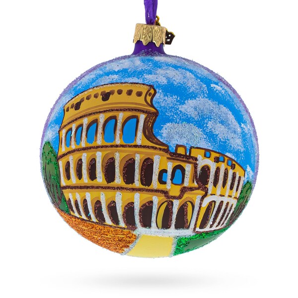 Colosseum, Rome, Italy Glass Ball Christmas Ornament 4 Inches