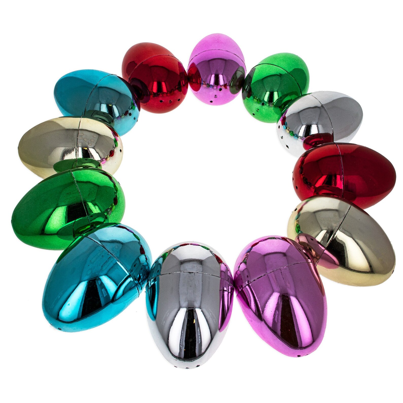 Set of 12 Multicolored Shiny Metallic Plastic Easter Eggs 3.05 Etsy