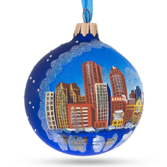 Massachusetts Glass Ball Christmas Ornament Boston