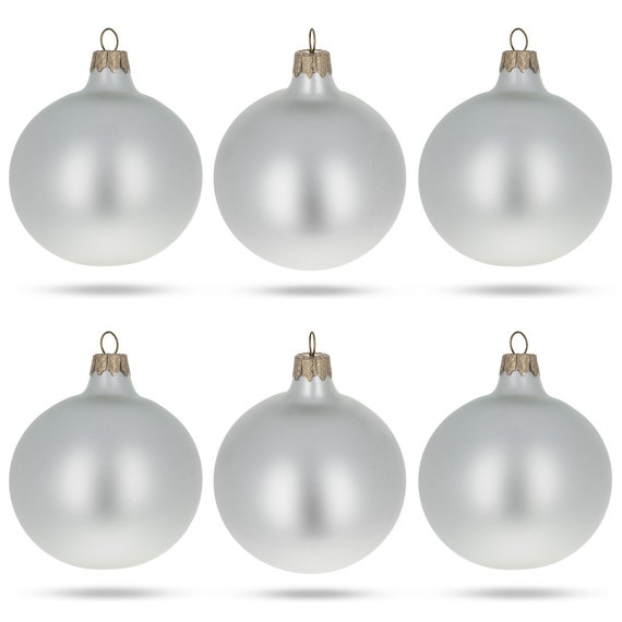 BestPysanky Set of 6 White Glossy Glass Ball Christmas | Etsy
