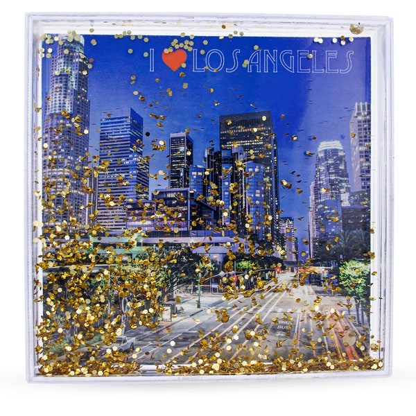 Los Angeles Square Clear Acrylic Plastic Water Globe Picture Frame