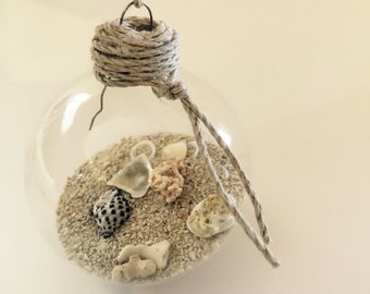 Beach Christmas Ornaments - 2.5" - Sand - Shells - Coral - Nautical - Ocean - Gift - Caribbean - Bahamas - Snorkeling - Diving - Vacation