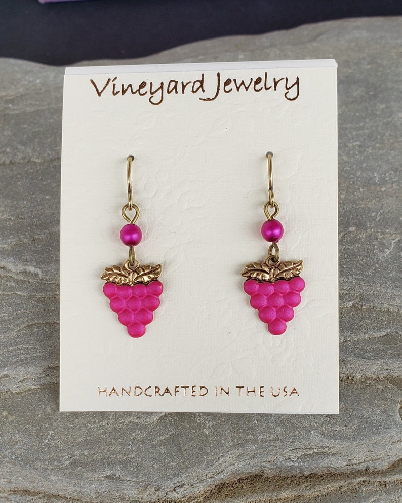 Hand Painted Grape Earrings W/glass Beads Vineyard Jewelry Etsy