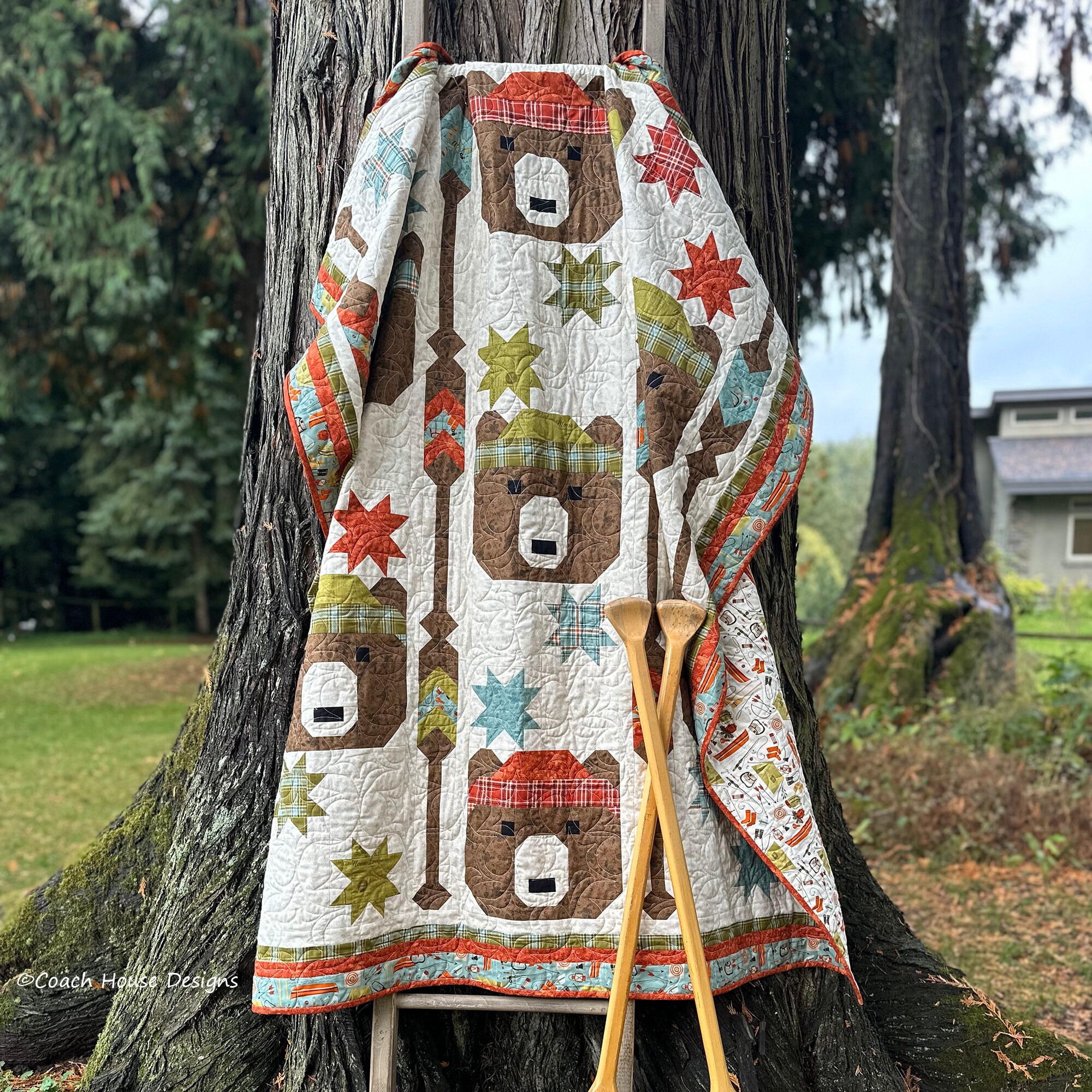 Paddling Bears Digital PDF Quilt Pattern by Coach House Designs