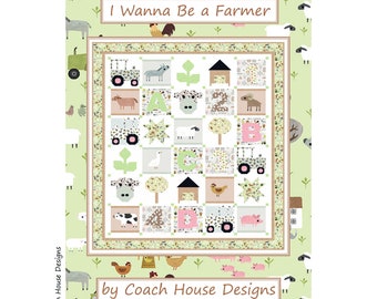 I Wanna Be a Farmer Quilt Pattern: Farm Animals Lap Quilt (Digital PDF)