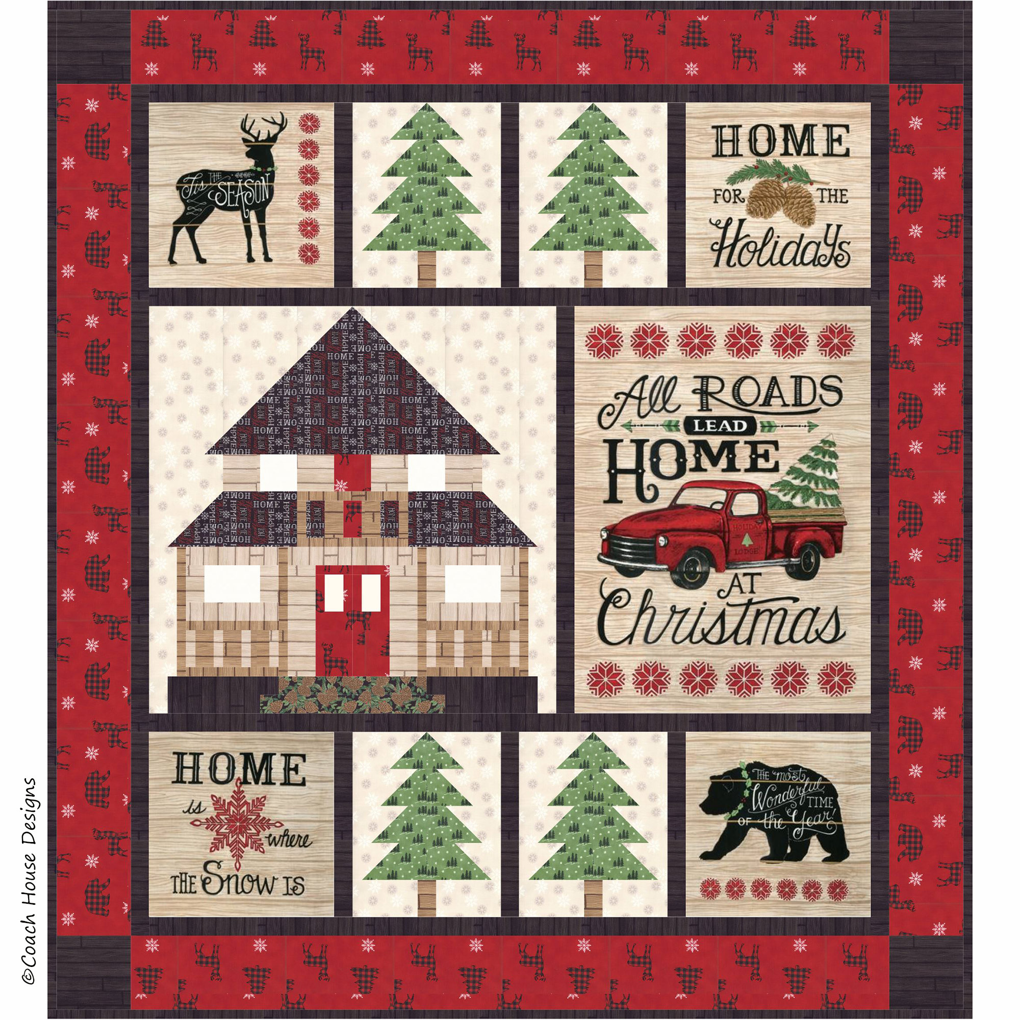 Home for Christmas Digital PDF Quilt Pattern by Coach House Designs - Etsy