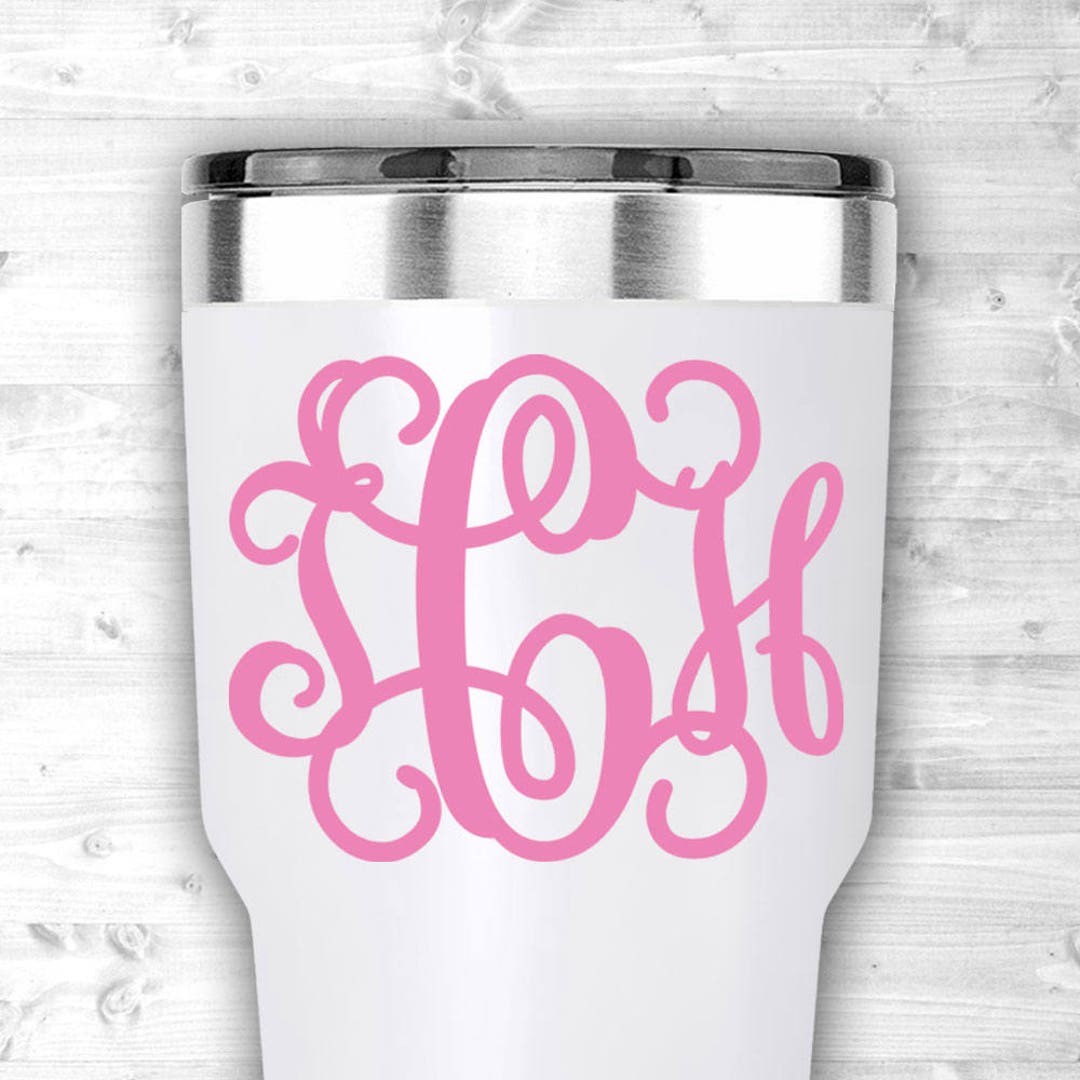 Custom Monogram Yeti Decal - Personalized Tumbler Sticker - Vinyl Car ...