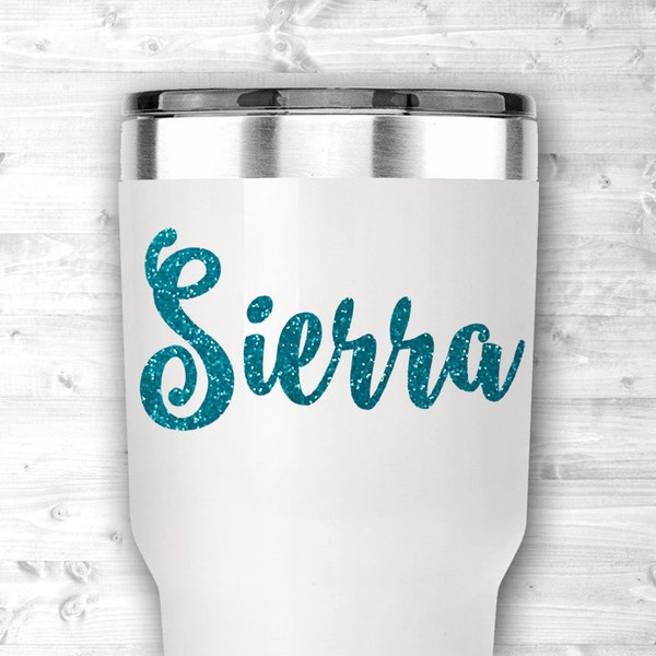 Glitter Yeti Decal Glitter Tumbler Decal Custom Yeti Decal Name Stickers RTIC Cup Decal Ozark Trail Decal Corkcicle Decal Glitter Names