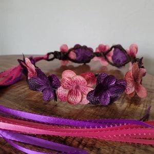 Pink and Purple Princess Flower Crown, Pink & Purple Flower Tiara Headband, Pink and Purple Flower Fairy Crown, Pink Purple Flower Headband
