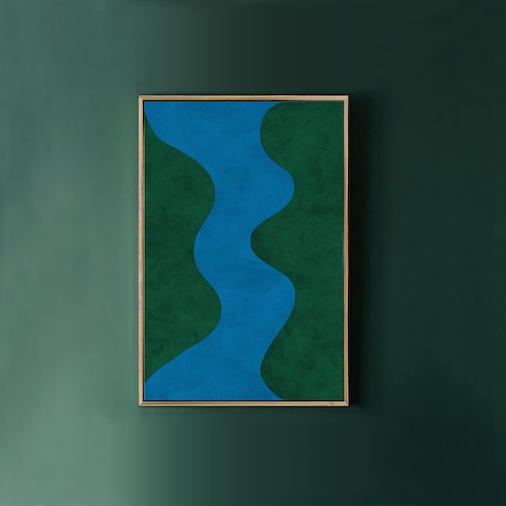 Blue and Green Wall Art Abstract Art Downloadable Print Blue Etsy UK