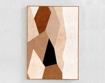Neutral Wall Art Printable, Downloadable Print: Modern printable art in brown and earth tones, Geometric Poster Collage Abstract Digital Art