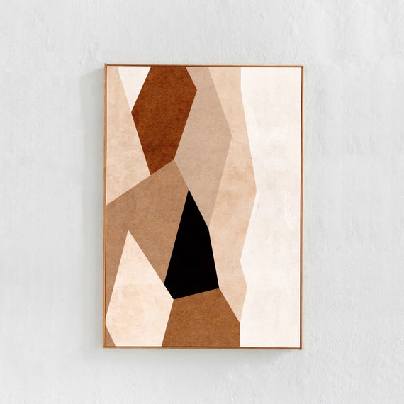 Neutral Wall Art Printable, Downloadable Print: Modern printable art in brown and earth tones, Geometric Poster Collage Abstract Digital Art