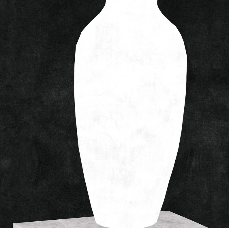 Downloadable Art Print: Black and White Vase. Digital Download Printable Art, Contemporary Scandi Poster, Modern Digital Art Print