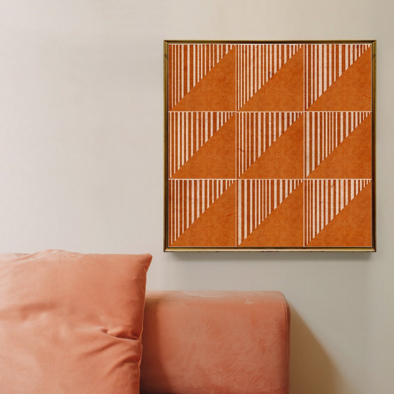 Burnt Orange Wall Art Print DIGITAL DOWNLOAD Art Terracotta Mid Modern Geometric Wall Art Downloadable Print Large Square Printable Art Boho image 4