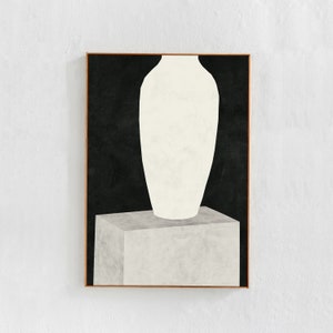 Impresión de arte descargable: Jarrón blanco y negro. Descarga digital de arte imprimible, cartel escandinavo contemporáneo, impresión de arte digital moderno A1 24x36