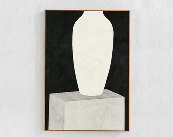 Downloadable Art Print: Black and White Vase. Digital Download Printable Art, Contemporary Scandi Poster, Modern Digital Art Print A1 24x36