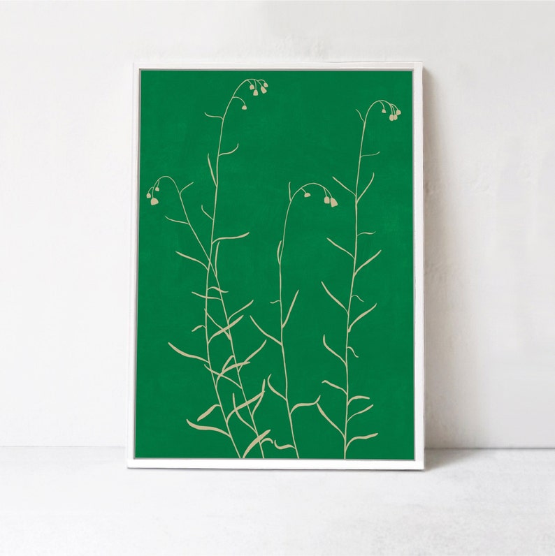 Green Abstract Botanical Printable Art: Green Eclectic Poster, Contemporary Aesthetic Wall Art, Digital Downloadable Print Green Home Decor image 1