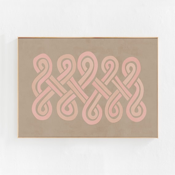 Neutral Beige Taupe Wall Art, Printable Art -Downloadable Print - Abstract knot art, Modern Scandi Boho Poster, Abstract Digital Art Print