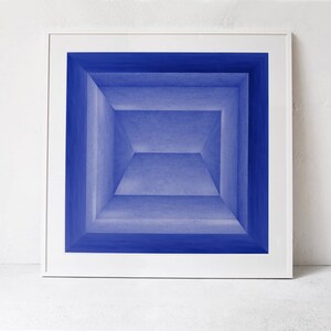 Cobalt Blue Abstract Art Print, Square Wall Art Downloadable Art Print, Large Abstract Digital Print, Contemporary Printable Art 30x30 image 3