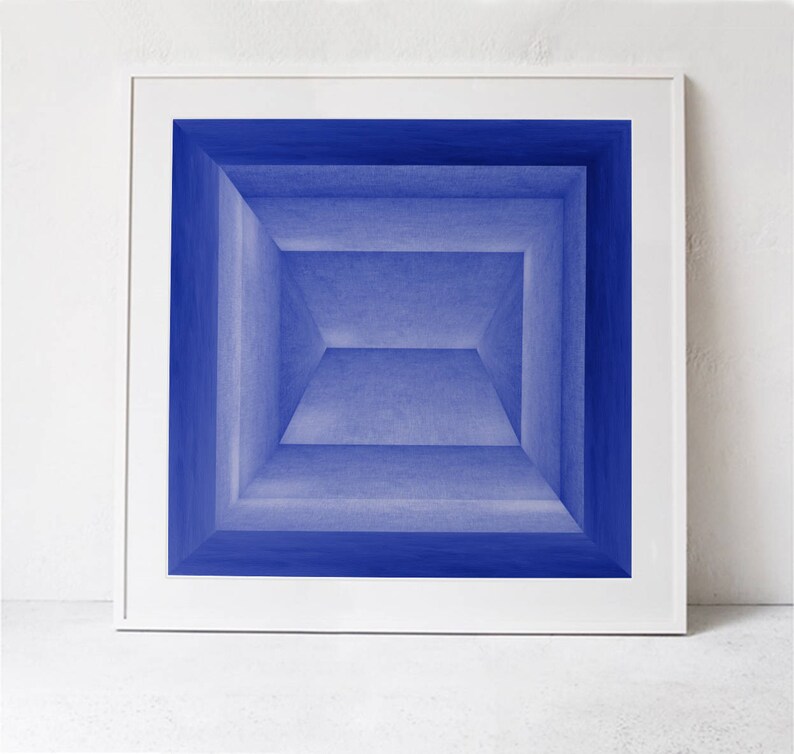 Cobalt Blue Abstract Art Print, Square Wall Art Downloadable Art Print, Large Abstract Digital Print, Contemporary Printable Art 30x30 image 3
