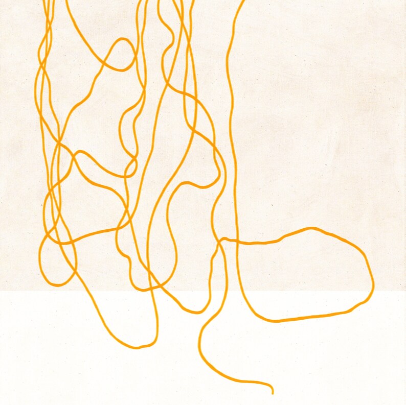 Printable Abstract Art: Digital Download Print- Minimal Line Art Printable Poster, Yellow Abstract Line Drawing, Neutral Contemporary Art image 7