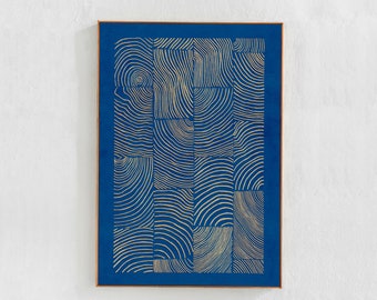 Downloadable Art Print: Blue Abstract Painting Printable Art, Living Room Decor. Organic Lines Pattern Print 24x36 eclectic wall art poster