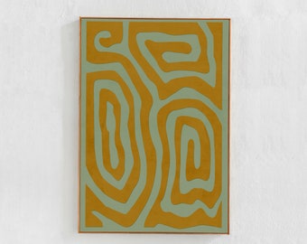 ARTE IMPRIMÍVEL Abstrata: Pôster amarelo mostarda, Arte de parede eclética escandinava boho, Impressão digital para download, Decoração verde amarela para casa 24x36 a1