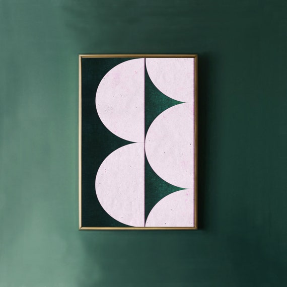 Pink Green Geometric Art, Abstract DIGITAL Print, Downloadable Print, Abstract Printable Art, Geometric Poster, Mid Century Modern Print Art