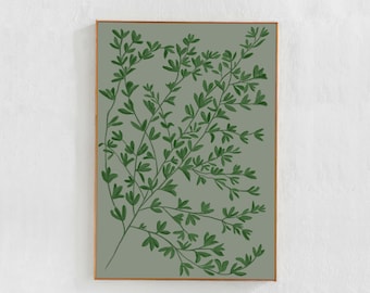 Sage green PRINTABLE ART: Extra large botanical wall art, Downloadable Art Print, bedroom / living room decor, large poster 36x54, a0 poster