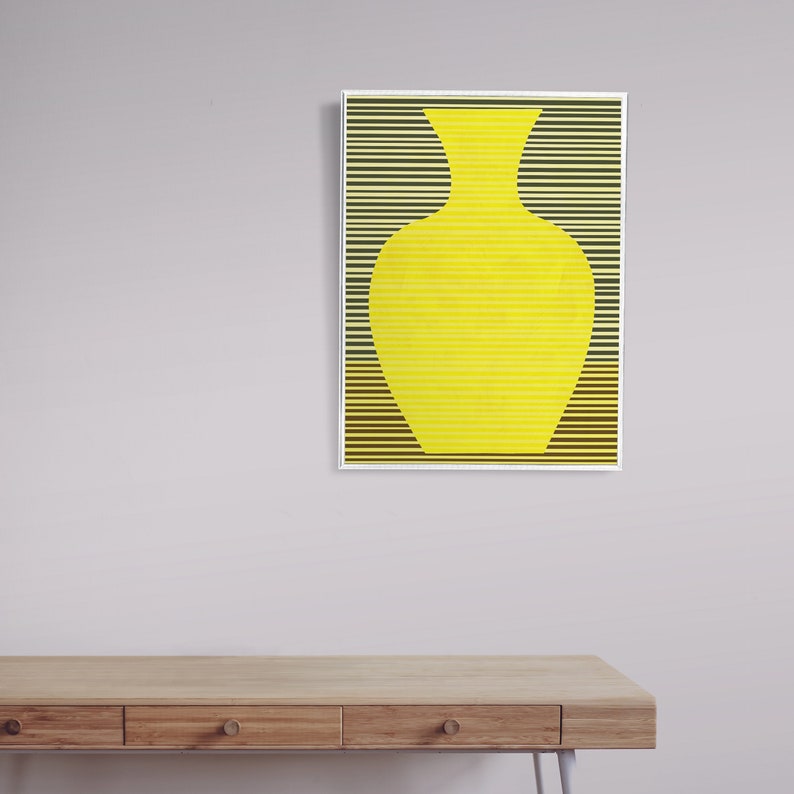 Cartel de jarrón amarillo imprimible arte: Galería arte pared impresión descargable. Colorido estampado de arte digital, cartel de arte amarillo ecléctico decoración hogar A1 imagen 4