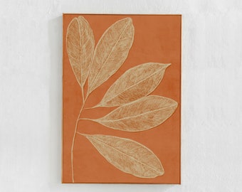 Orange, botanical printable wall art: Abstract plant downloadable art print. Bright colored, eclectic art prints, dorm decor A1 24x36 poster