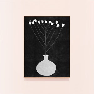 Flower in a Vase Poster, Floral Printable Art: Black and White downloadable print, wall art. Minimalist Scandi Modern Decor, Boho Art 24x36 image 6