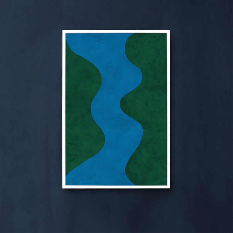 Blue and Green Wall Art Abstract Art Downloadable Print Blue Etsy UK