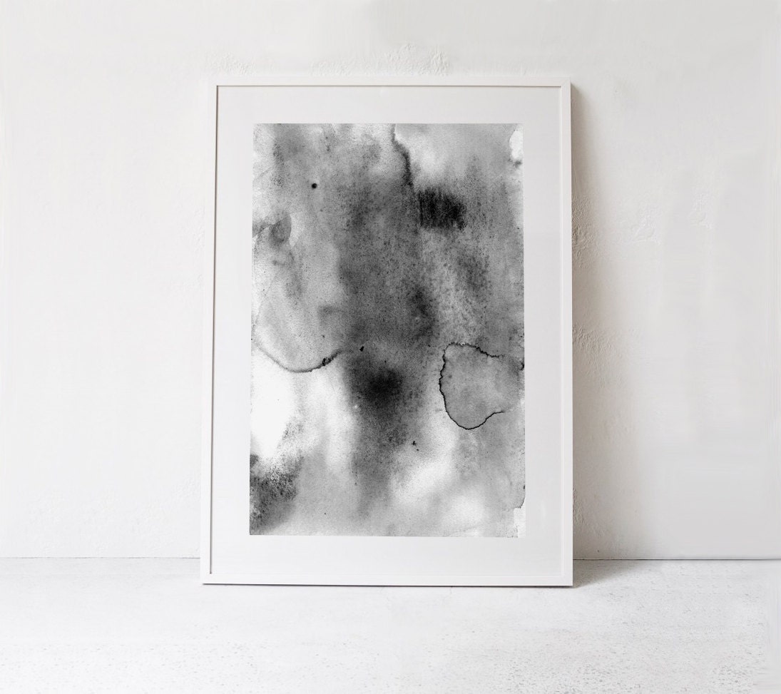 Modern minimalist poster abstract watercolor print scandinavian print black and white watercolor printable abstract art digital download