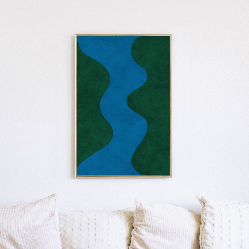 Blue and Green Wall Art Abstract Art Downloadable Print Blue Etsy UK