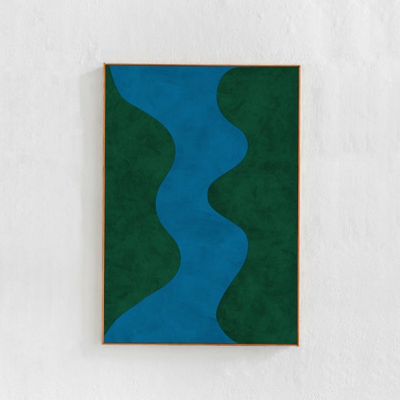 Blue And Green Wall Art, Abstract Downloadable Print, Mid Modern Home Decor Poster Printable Art Painting, Large Digital Print 24x36 A1
