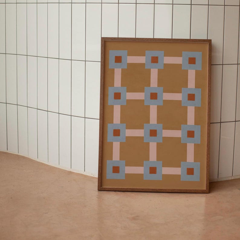 Digital herunterladbare Kunstdruck: braunes und blaues Wanddekor in neutralen Tönen, zeitgenössisches geometrisches Poster zum Selbstdrucken, 24x36 Bild 2